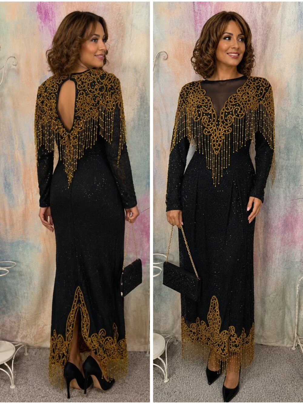 VTG📌Gunit Luxurious 80s Richly Beaded Silk Formal Gala - Black Tie Event Gown